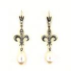 Lilienohrringe mit Perle + Markasit + Perlchen