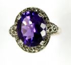 Ring mit imit. oval Aquamarin + Markasit