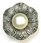 Grosser Blütenring mit  Perle + Markasit