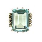 Ring mit imit. Octagon Aquamarin +  Markasit