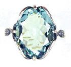 Ring mit  imit. oval Aquamarin + 2 Markasite