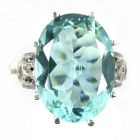 Ring mit oval imit. Aquamarin + Markasit