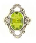 Rhombus Ring mit imit.oval Peridot + Markasit