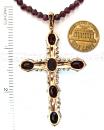 Big Victorian garnet cross clipped on garnet ball chain