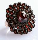 Large Vintage octagon garnet ring in Victorian style