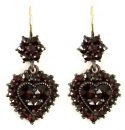 Bohemian garnet heart earrings w/14ctgold wire
