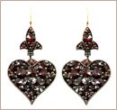 Bohemian garnet heart earrings w/14ct wire