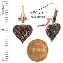 Bohemian garnet heart earrings w/14ct wire