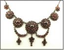 Vintage Victorian garnet roses festoon necklace