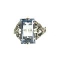 Rectangular marcasite ring with paste aquamarine