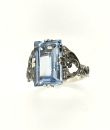 Rectangular marcasite ring with paste aquamarine