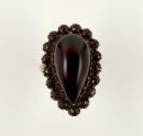 Vintage garnet drop ring in Victorian style