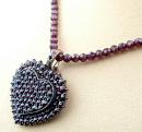 Bohemian garnet heart clip-on necklace on garnet ball chain
