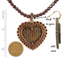 Bohemian garnet heart clip-on necklace on garnet ball chain