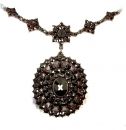 Impressive Bohemian oval medal garnet necklace