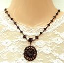 Impressive Bohemian oval medal garnet necklace