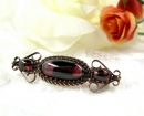 Vintage garnet bar brooch in marquis shape
