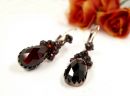 Vintage garnet drop earrings w/14ct gold wires in Victorian style