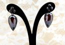 Vintage large garnet drop earrings w/14ct gold studs