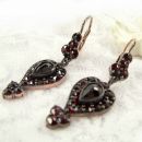 Bohemian garnet heart drop earrings