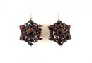 Bohemian garnet larger flower earrings/-boutons with 14ct gold wires