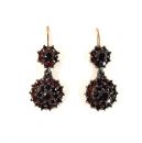 Bohemian two flowers garnet earrings