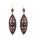 Remarkable Bohemian garnet earrings in marquise shape