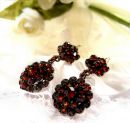 Vintage round garnet earrings w/14ct gold wires in Victorian style