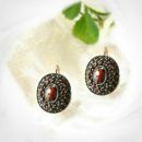 Oval original Bohemian garnet earrings