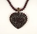 Bohemian garnet heart clip-on necklace on garnet ball chain
