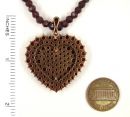 Bohemian garnet heart clip-on necklace on garnet ball chain