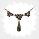 Original Bohemian garnet necklace with dangling garnet briolette
