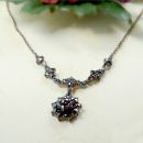 Cute drippy original Bohemian garnet necklace // ГРАНАТ 069