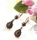 Elegant Bohemian garnet drop earrings