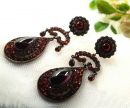 Breathtaking Vintage garnet opera earrings w/14ct gold studs in Victorian style