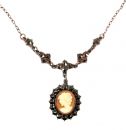 Original Bohemian garnet necklace with shell cameo