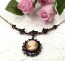 Original Bohemian garnet necklace with shell cameo