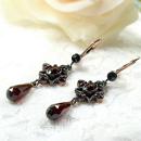 Cute filligree Bohemian garnet earrings