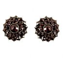 Large Round Bohemian garnet earstuds w/14ct gold wires