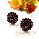 Large Round Bohemian garnet earstuds w/14ct gold wires