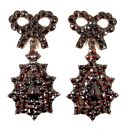 Exquisite Bohemian garnet bow & drop earrings