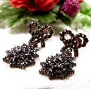 Exquisite Bohemian garnet bow & drop earrings
