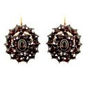 Oval original Bohemian garnet earrings/boutons w/14ct gold wires