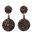 Large double round Bohemian garnet earrings w/14ct gold wires