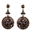 Impressive large round Bohemian garnet earrings w/14ct gold wires