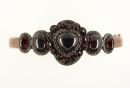 Vintage garnet heart bangle with Vienna engraving