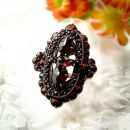 Big floral Bohemian garnet ring