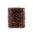 Rectangular Vintage garnet cushion ring in Art-Déco style