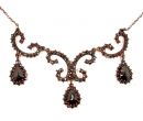 Original Bohemian three garnet drops necklace /L