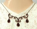 Original Bohemian three garnet drops necklace /L